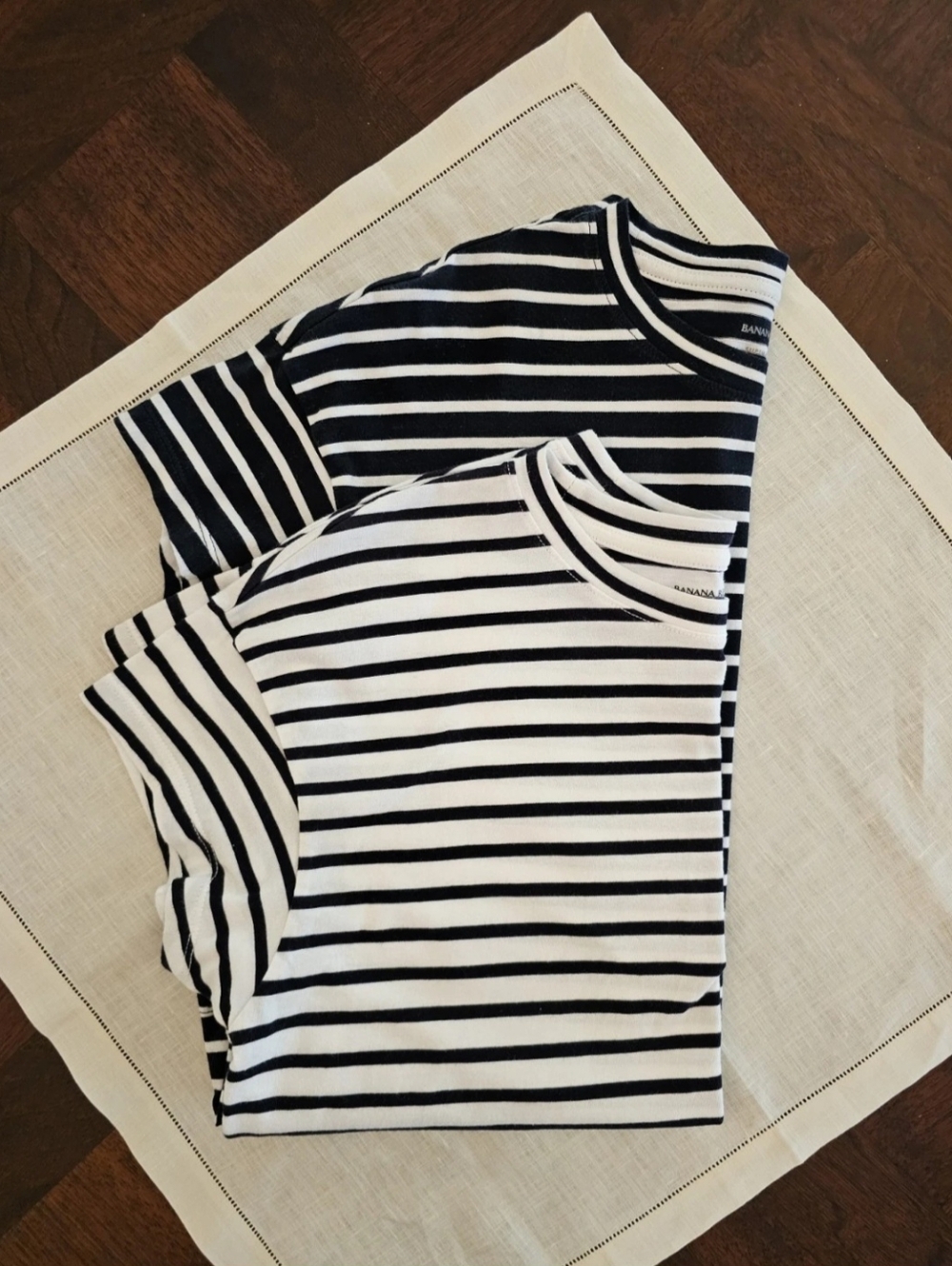 2 Banana Republic Supima Boxy Crew Crop Short Sleeve Tee T Shirt Striped XS